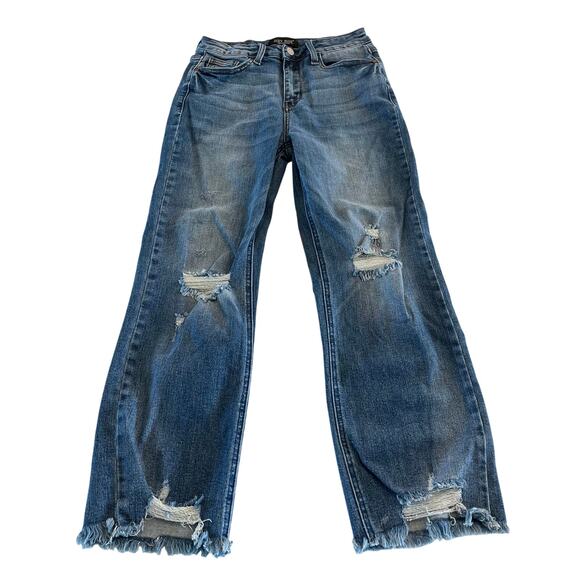 Judy Blue Straight Crop Distressed‎ Jeans Size 5 /27 - Picture 1 of 11